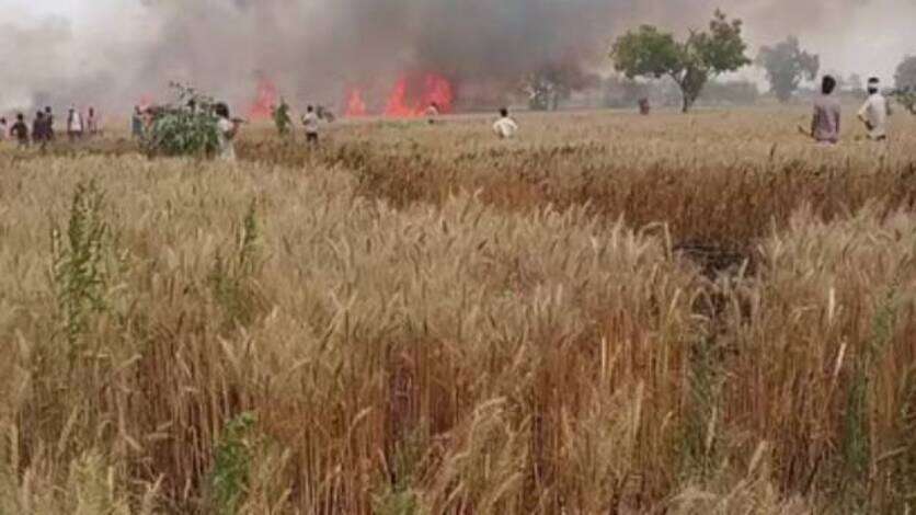 Jaunpur : शॉर्ट सर्किट से लगी आग, एक बीघा गेहूं की फसल जलकर राख