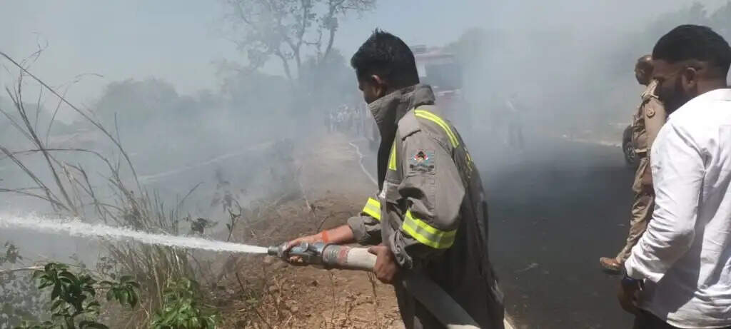 Jaunpur : इटैली नाले के जंगल में आग, बड़ा हादसा टला